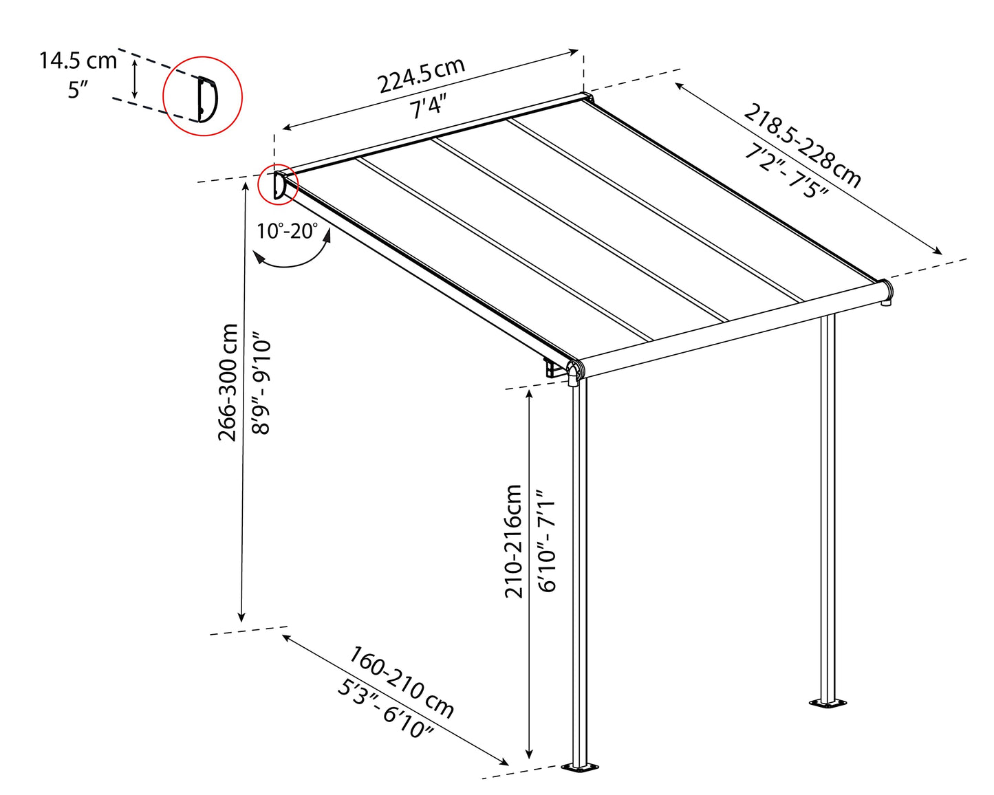 Palram - Housse de patio/porte Canopia Sierra 8' x 8' - Blanc 