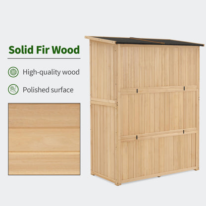 MCombo Armoire de Rangement Extérieure en Bois, Abri à Outils de Jardin avec Loquet, Armoire à Outils Extérieurs en Bois avec Portes Doubles pour Patio 1900 (Naturel, Grand) Naturel 