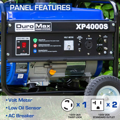 DuroMax XP4000S Générateur portable alimenté au gaz de 4 000 watts prêt pour le camping et les camping-cars, gaz de 4 000 watts approuvé par 50 États 