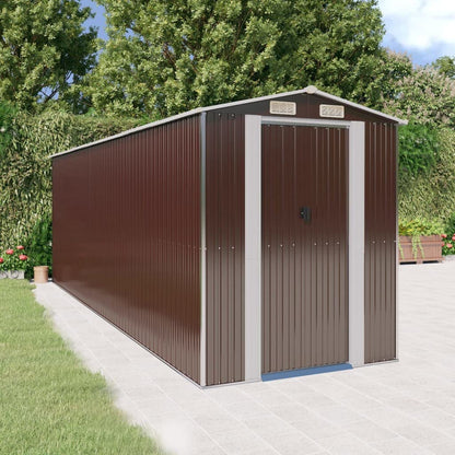 GOLINPEILO Metal Outdoor Garden Storage Shed, Large Steel Utility Tool Shed Storage House, Steel Yard Shed with Double Sliding Doors, Utility and Tool Storage, Dark Brown 75.6"x238.6"x87.8" 75.6"x238.6"x87.8"