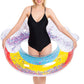 Tzsmat Giant Inflatable Rainbow Pool Float with Glitter Inside, Fun Beach Floaties, Swim Party Toys