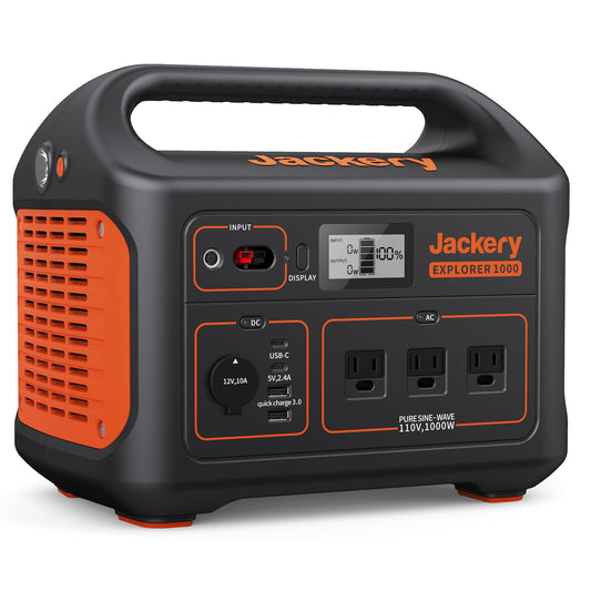 Jackery Explorer 1000 Portable Power Station, 1002Wh Capacity with 3x1000W AC Outlets, Solar Generator (Solar Panel Not Included) for Home Backup, Emergency, Outdoor Camping