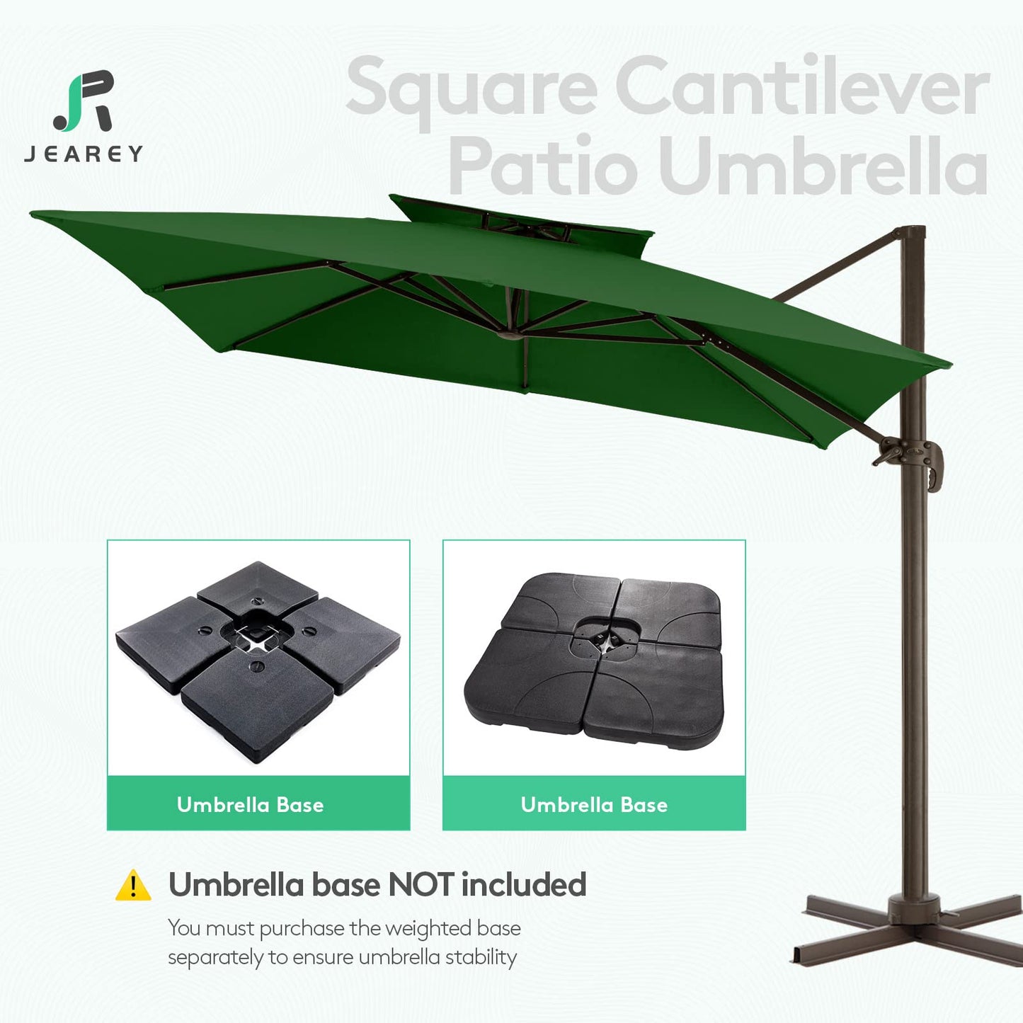 Parasol de terrasse carré en porte-à-faux 10FT VERT FONCÉ 