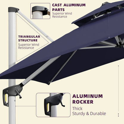 Parasol de patio Parasol rectangulaire extérieur 9' X 11' Bleu marine 