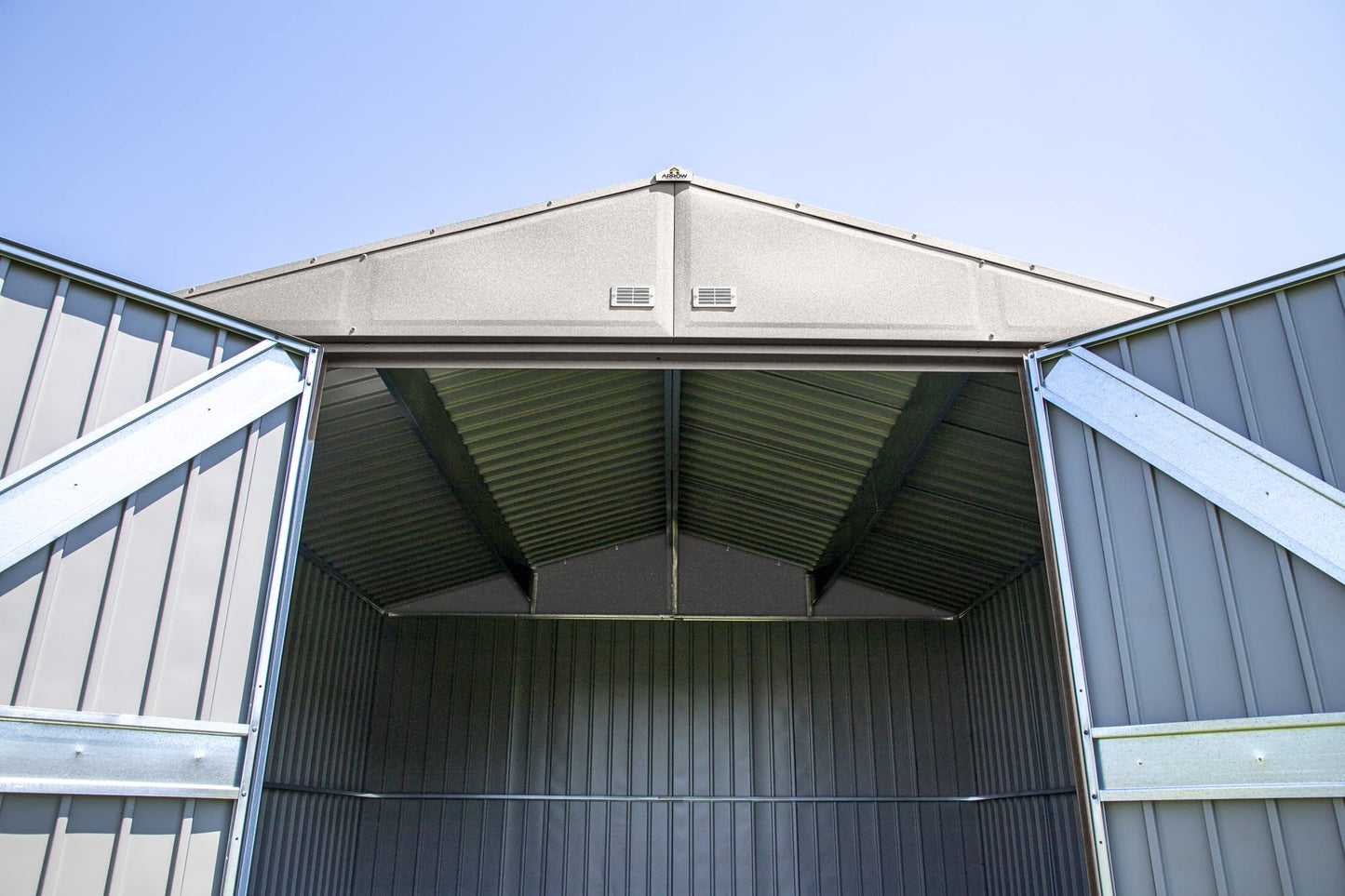 Arrow Shed Elite 12' x 12' Outdoor Lockable Gable Roof Steel Storage Shed Building, Cool Grey