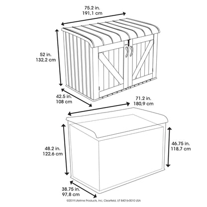 Lifetime Products 60170 Boîte de rangement horizontale Marron clair 