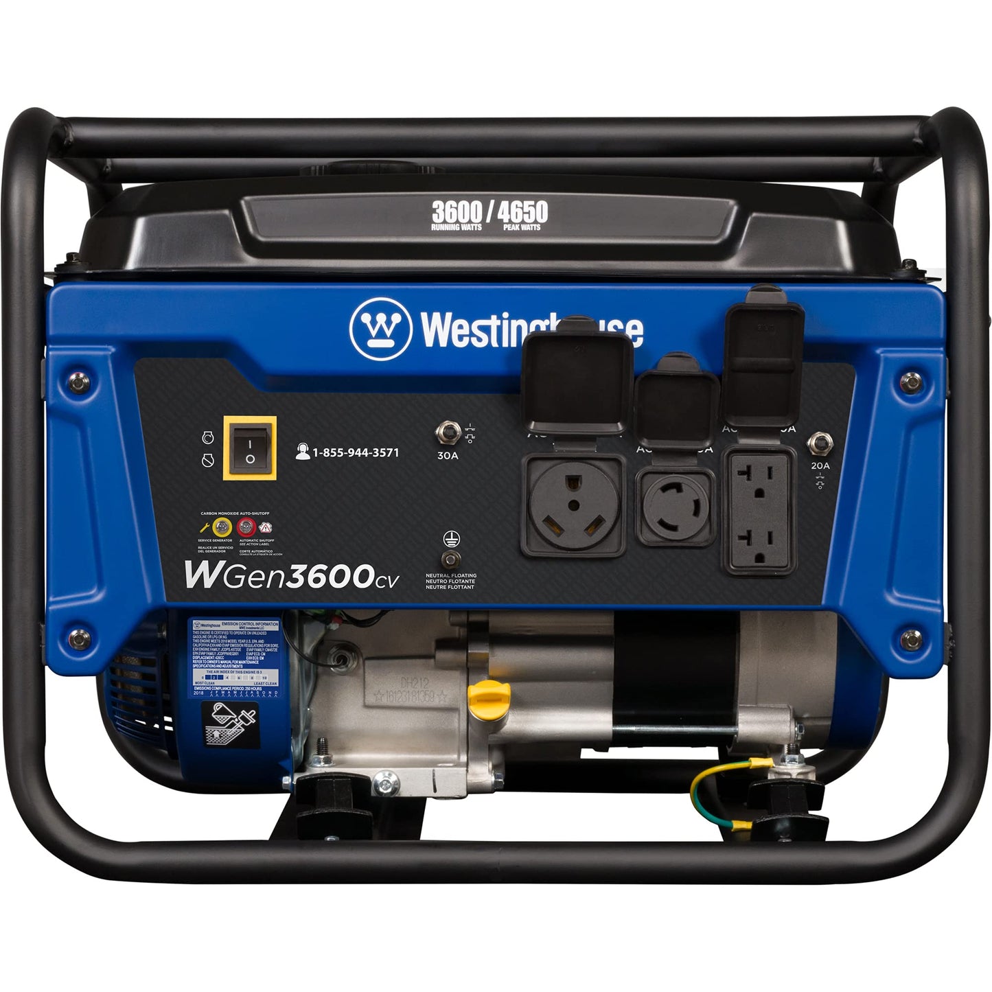 Westinghouse Outdoor Power Equipment 4650 Peak Watt Portable Generator, RV Ready 30A Outlet, Gas Powered, CO Sensor, CARB Compliant 4650W + CO Sensor