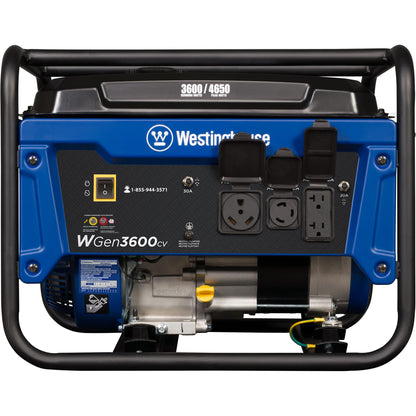 Westinghouse Outdoor Power Equipment Générateur portable de 4 650 watts de pointe, prise RV Ready 30 A, alimenté au gaz, capteur de CO, conforme CARB 4 650 W + capteur de CO 