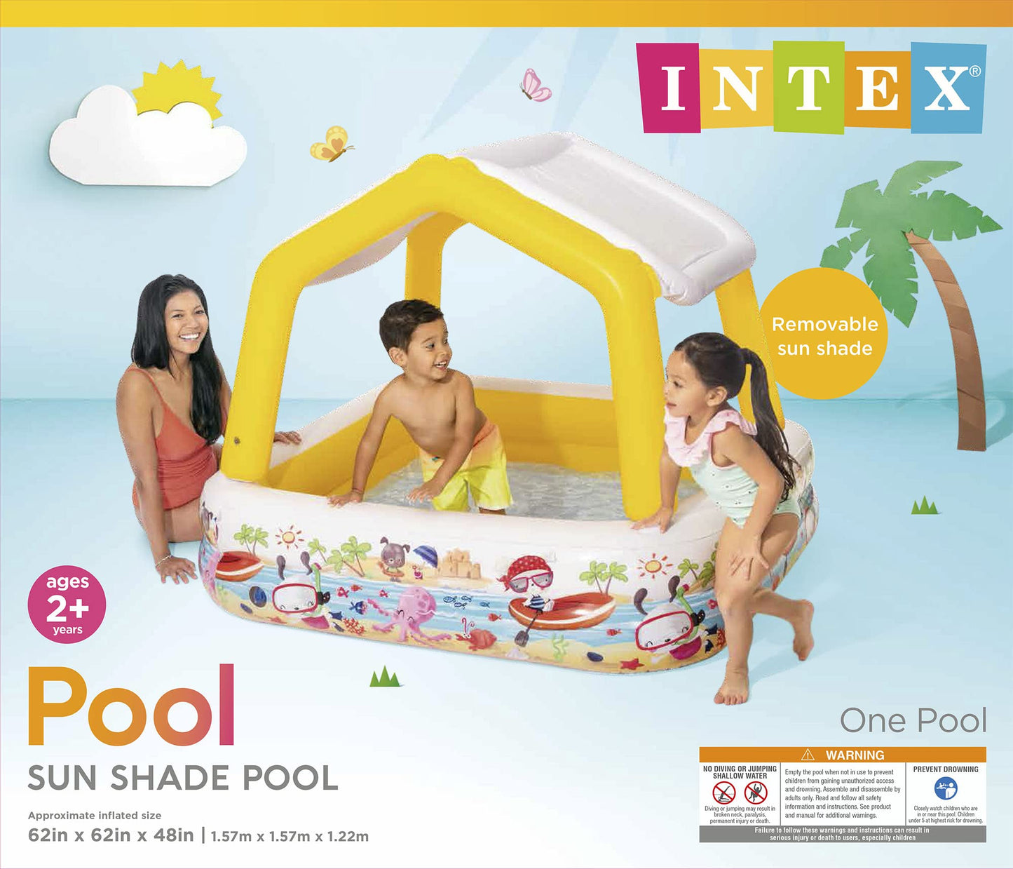 Piscine gonflable Intex Sun Shade, 62" x 62" x 48", à partir de 2 ans