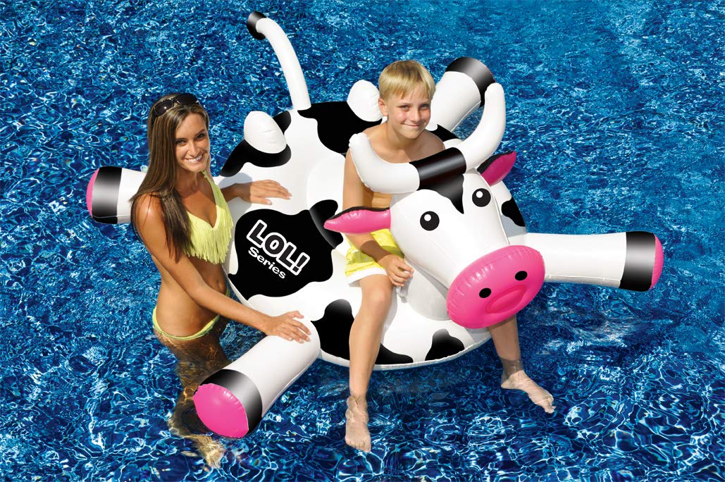 SWIMLINE Original Giant Ride On Inflatable Pool Float Lounge Series | Floaties W/Stable Legs Wings Large Rideable Blow Up Summer Beach Swimming Party Big Raft Tube Decoration Tan Toys for Kids Adults LOL Cow