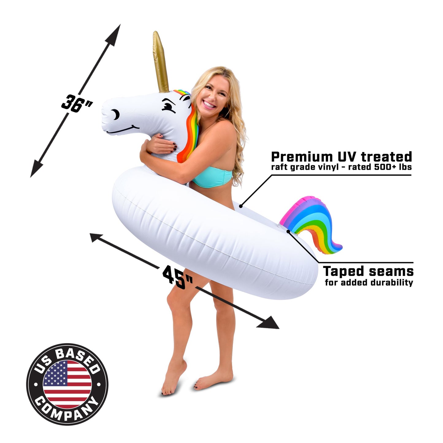 GoFloats Unicorn Pool Float Party Tube - Inflatable Rafts, Adults & Kids