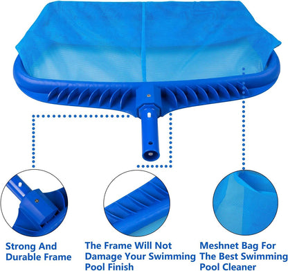 Angozo Pool Net,Pool Skimmer Net,Upgraded Pool Nets for Cleaning,Pool Leaf Net,Heavy Duty Pool Leaf Rake for Cleaning Swimming Pool with Strong Plastic Frame and Fountain Fine Mesh Bag