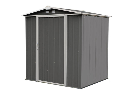 Arrow 6' x 5' EZEE Galvanized Steel Low Gable Shed Charcoal with Cream, Storage Shed with Peak Style Roof Charcoal/Cream Trim