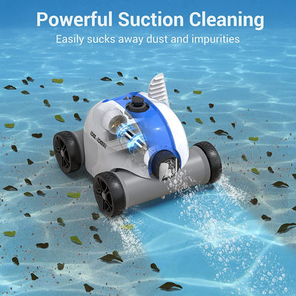 Robot nettoyeur de piscine sans fil, aspirateur de piscine automatique avec 60 à 90 minutes de temps de travail, batterie rechargeable, étanche IPX8 pour piscines hors sol/enterrées jusqu'à 861 m²