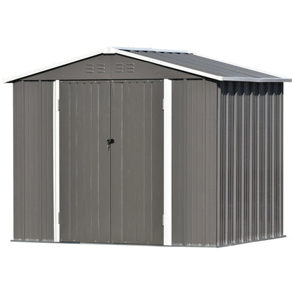 Goohome Sheds & Outdoor Storage, 8ft x6ft Metal Upgrade Utility Tool Shed Storage House w/Lockable Door, Adjustable Shelf, All-Weather Spacious Storage Shed Roof Design w/Vents, for Garden Lawn