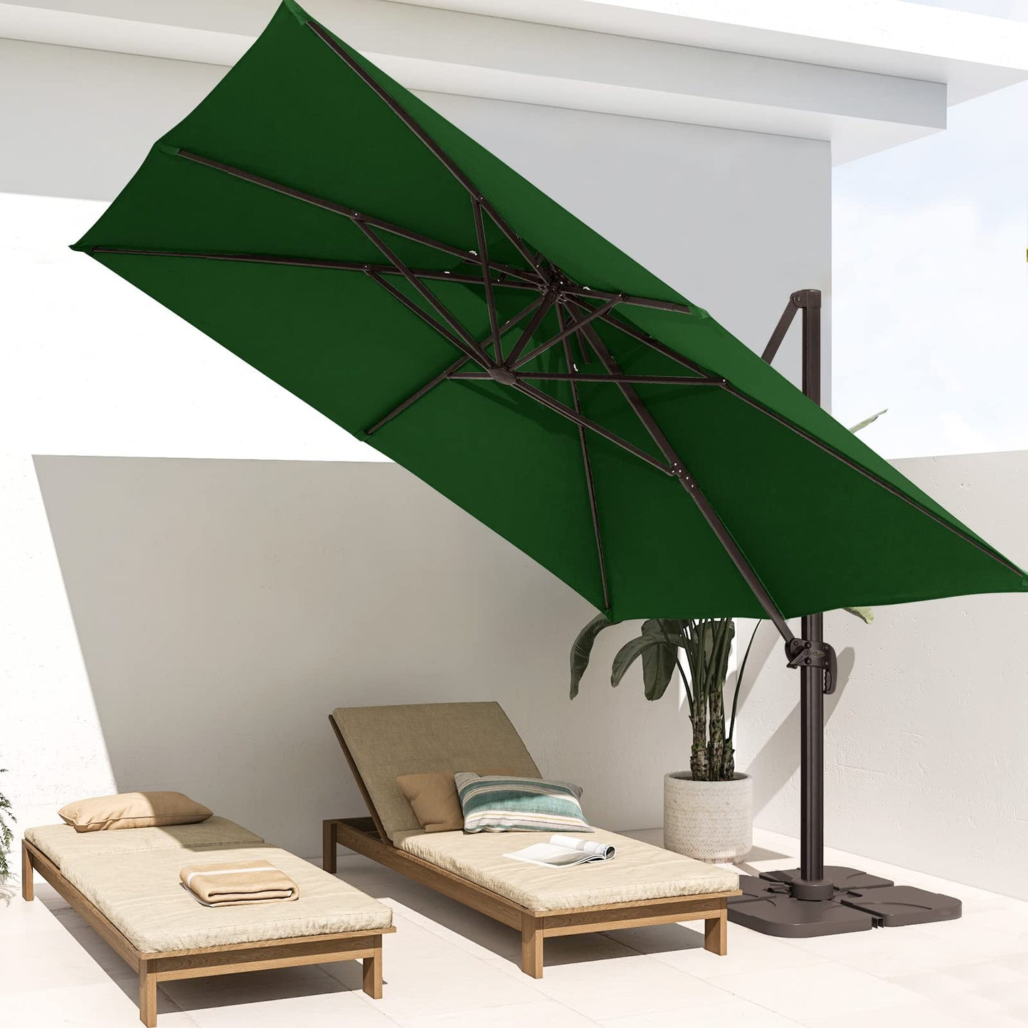 Parasol de terrasse carré en porte-à-faux 10FT VERT FONCÉ 