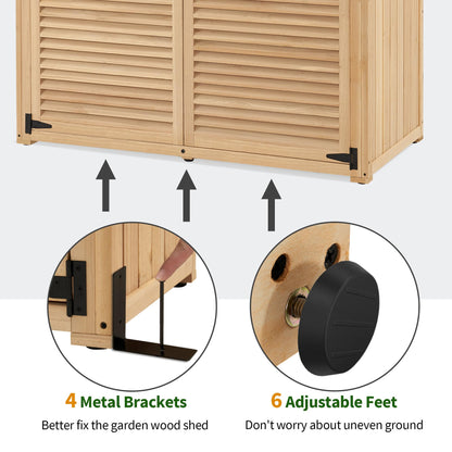 MCombo Armoire de Rangement Extérieure en Bois, Abri à Outils de Jardin avec Loquet, Armoire à Outils Extérieurs en Bois avec Portes Doubles pour Patio 1900 (Naturel, Grand) Naturel 