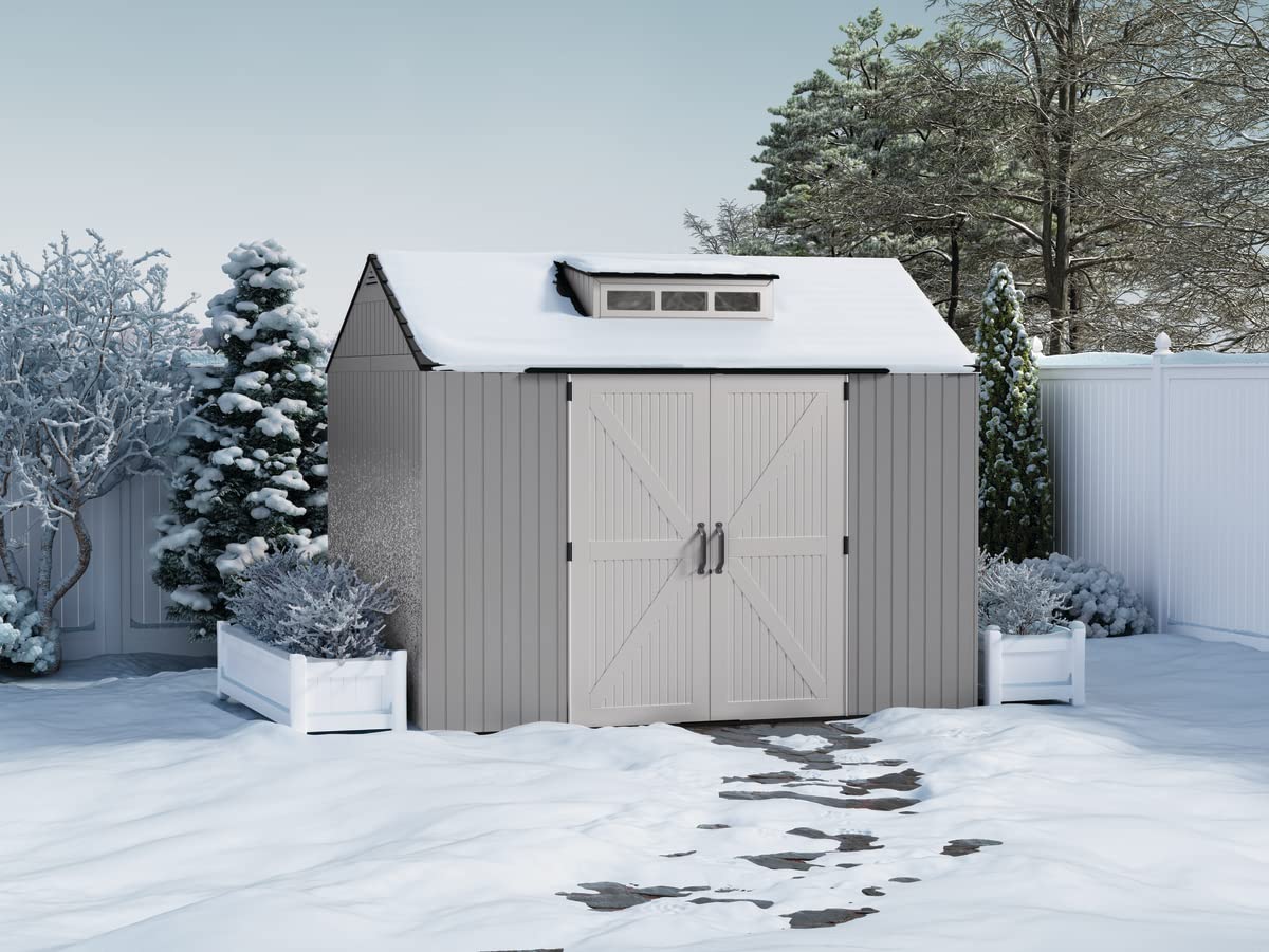 Rubbermaid Large Resin Outdoor Storage Shed, 10.5 x 7 ft., Gray, with Substantial Space for Home/Garden/Back-Yard/Lawn Equipment 7'x10'