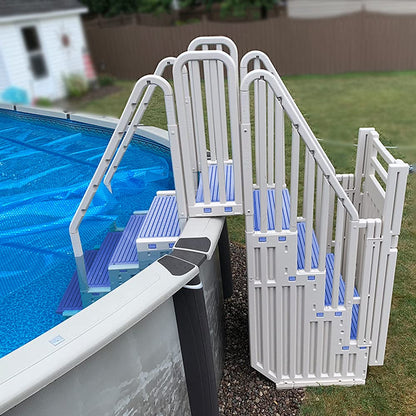 Système d'entrée Confer pour piscines hors terre | Différentes couleurs de marche (gris chaud avec bleu)