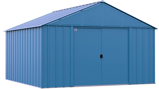 Arrow Sheds Classic 12' x 12' Outdoor Padlockable Steel Storage Shed Building, Blue Grey