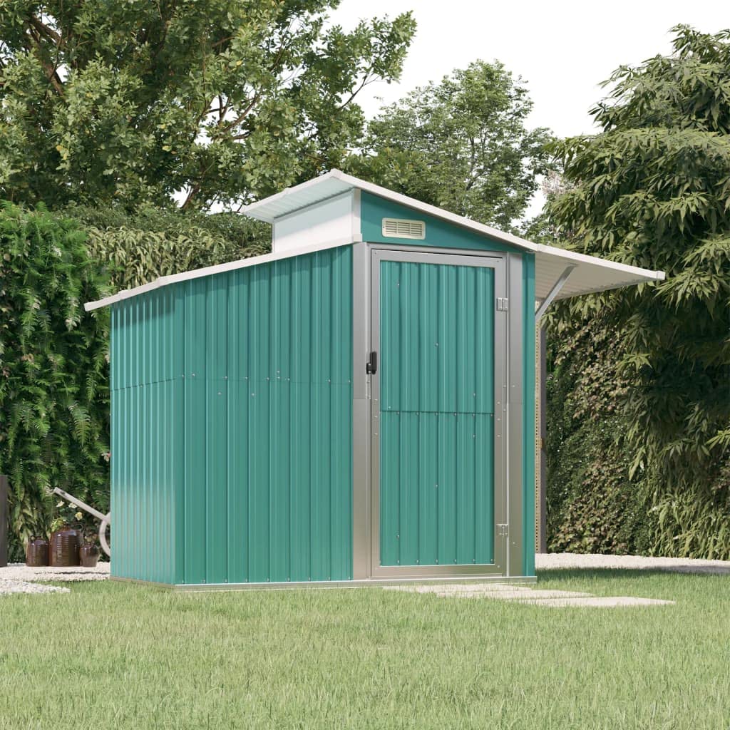 GOLINPEILO Abri de jardin extérieur en métal, grand hangar à outils utilitaire en acier, abri de jardin en acier avec doubles portes coulissantes, rangement utilitaire et outils, vert 106,3"x51,2"x82,1" 106,3"x51,2"x82,1" 