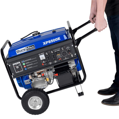 DuroMax XP8500E Générateur portable à gaz - 8 500 W - Démarrage électrique - Prêt pour le camping et les camping-cars - Approuvé par 50 États - Bleu/noir - 8 500 W 