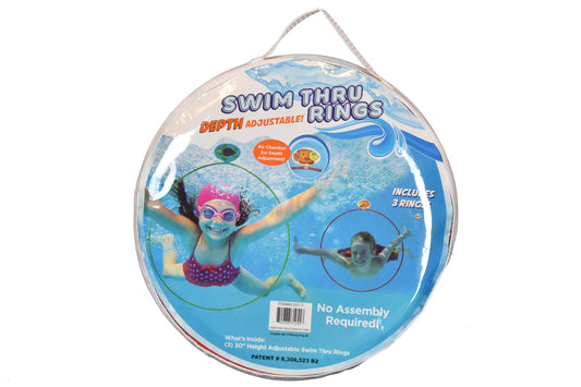 Water Sports Swim Thru Rings - Assorted Pack | Adjustable 3 Pack
