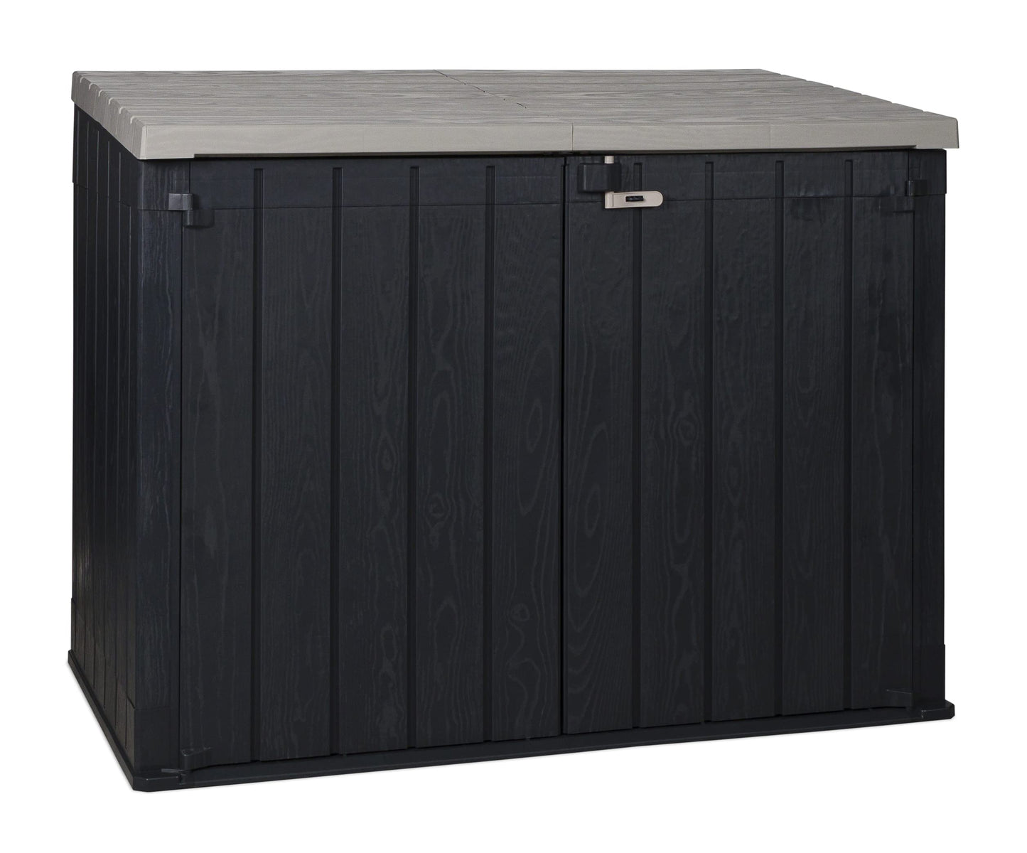 Toomax Stora Way All-Weather Outdoor Horizontal 6 x 3.5' Storage Shed Cabinet for Garden Tools and Yard Equipment, Taupe Gray Box, Anthracite Lid Gray/Anthracite