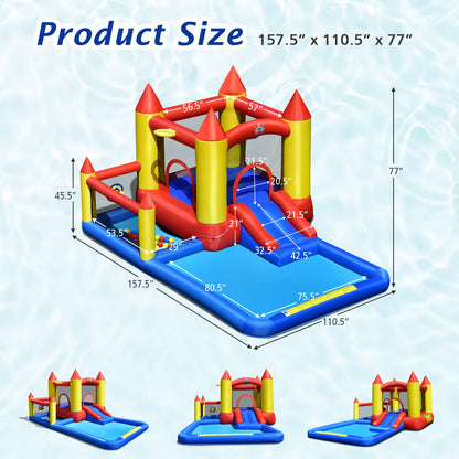 BOUNTECH Inflatable Water Bounce House, Giant Waterslide Park for Kids Backyard Fun Wet and Dry w/Splash Pool, Blow up Water Slides Inflatables for Kids and Adults Outdoor Party Gifts Castle without 480W Air Blower