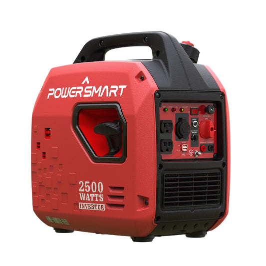 PowerSmart 2500-Watt Portable Inverter Generator, Super Quiet Gas Powered Generator for Camping, Home Use, Outdoor, CARB Compliant 2500 Watts/Red