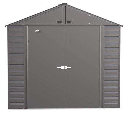 Arrow Shed Select 8' x 8' Outdoor Lockable Steel Storage Shed Building, Charcoal