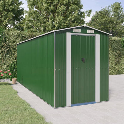 GOLINPEILO Abri de jardin extérieur en métal, grand hangar à outils utilitaire en acier, abri de jardin en acier avec doubles portes coulissantes, rangement utilitaire et outils, vert 75,6"x205,9"x87,8" 75,6"x205,9"x87,8" 