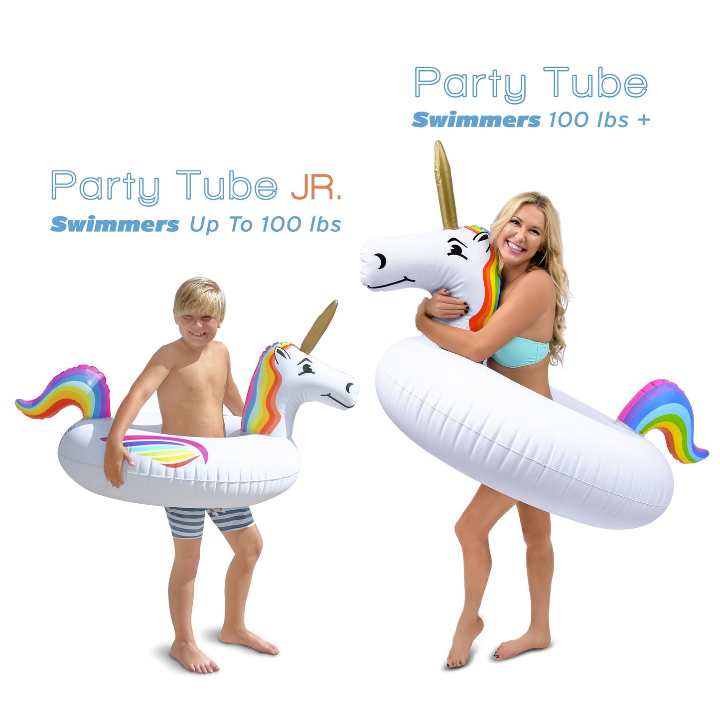 GoFloats Unicorn Pool Float Party Tube - Inflatable Rafts, Adults & Kids Party Tube Jr.
