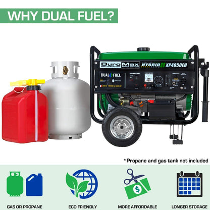 Générateur DuroMax XP4850EH - Générateur portable à double carburant alimenté au gaz ou au propane de 4850 watts 