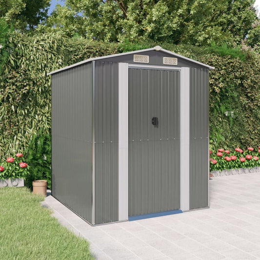 GOLINPEILO Abri de jardin extérieur en métal, grand hangar à outils utilitaire en acier, abri de jardin en acier avec doubles portes coulissantes, rangement utilitaire et outils, gris clair 75,6"x75,2"x87,8" 75,6"x75,2"x87,8" 