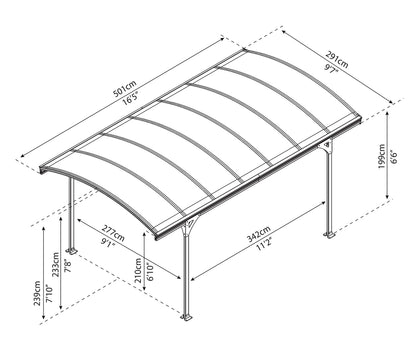 Palram - Carport Canopia Vitoria Gris Toit Arqué 