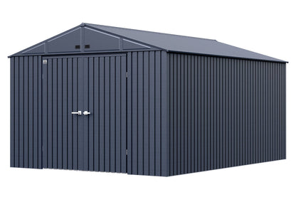 Arrow Shed Elite Hangar de rangement extérieur en acier avec toit à pignon verrouillable, 10' x 14', Anthracite 