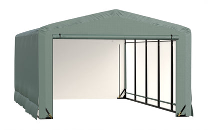 ShelterLogic ShelterTube Abri de garage et de stockage, 12' x 27' x 8', cadre en acier robuste, boîtier résistant au vent et à la neige, vert 12' x 27' x 8' 