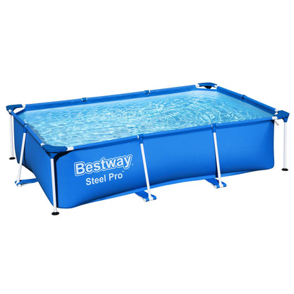 Bestway Steel Pro 8,5 pieds x 67 pouces x 24 pouces cadre en acier rectangulaire piscine extérieure hors sol, bleu (piscine uniquement) 8,6' x 5,6' x 24"