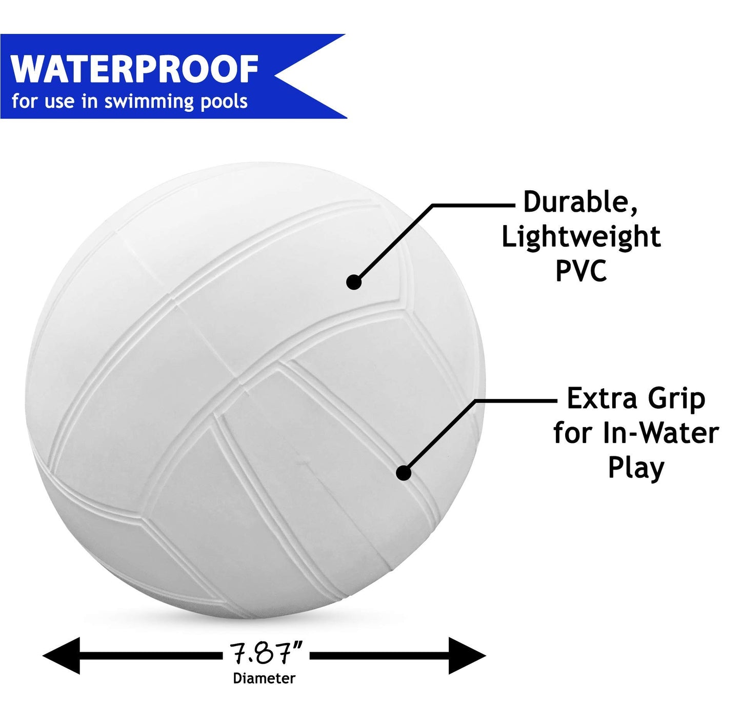 Botabee Swimming Pool Standard Size Water Volleyball | Pool Volleyball for Use with Dunnrite, Intex, Swimways or Other Pool Volleyball Sets Classic White (7.8")