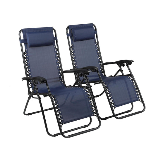 Chaises Zero Gravity Lot de 2 chaises longues de piscine Zero Gravity inclinables Zero Gravity Lounge Chair Chaises anti-gravité Chaise anti-gravité Chaise de camping pliante inclinable avec appuie-tête par Naomi Home - Marine Moderne