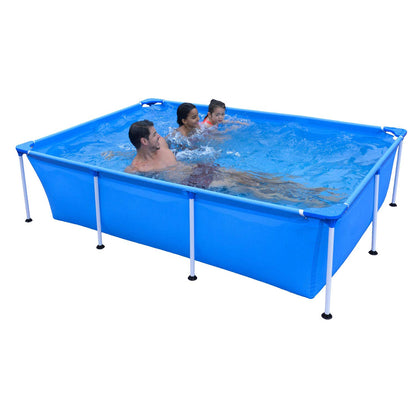 JLeisure Avenli 17818 8.5 x 6 x 2 Feet Outdoor Backyard Above Ground Rectangular Steel Frame Swimming Pool with Repair Patch for Kids & Adults, Blue 8.5' x 6'