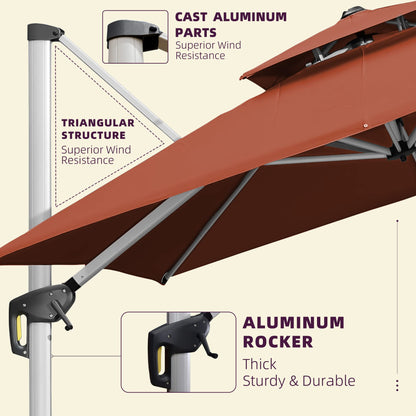 Patio Umbrella Outdoor Square 9ft Brick Red