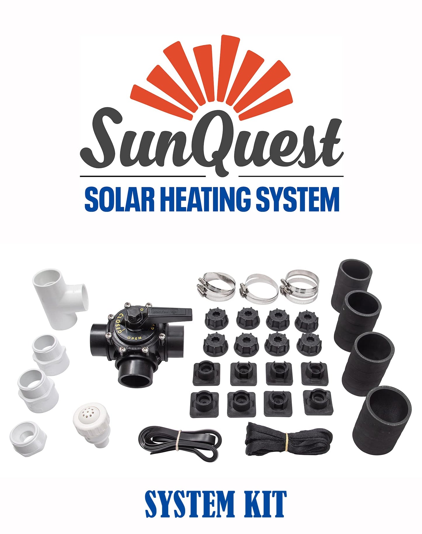 SunQuest Complete Pool Heater System - 3 (2ft x 20ft) Panels w/Bypass and Roof Kit - Solar Heater for Above Ground & Inground Swimming Pools - Tube on Web Design Panel-Polypropylene UV Resistant 3 - 2ft x 20ft Roof-Mounted