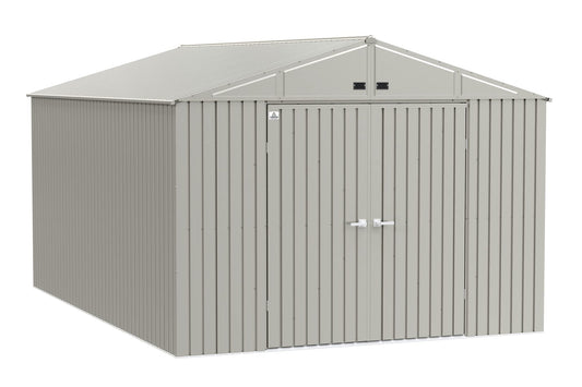 Arrow Shed Elite Hangar de rangement en acier avec toit à pignon verrouillable pour extérieur 3 m x 3 m, gris froid 