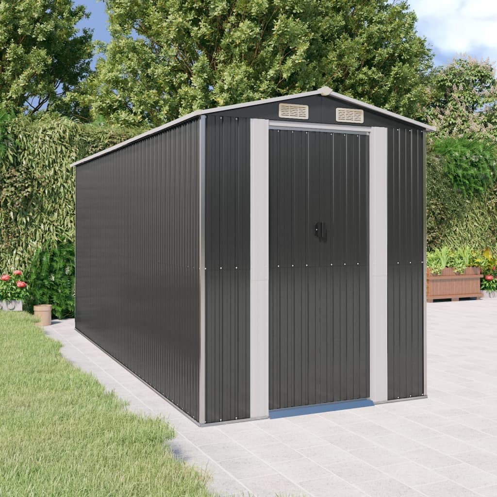 GOLINPEILO Metal Outdoor Garden Storage Shed, Large Steel Utility Tool Shed Storage House, Steel Yard Shed with Double Sliding Doors, Utility and Tool Storage, Anthracite 75.6"x173.2"x87.8" 75.6"x173.2"x87.8"