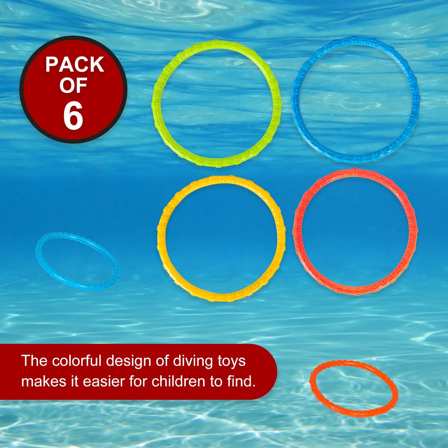 Pool Toys for Kids Ages 8-12, 6 Pcs Swimming Diving Toys Summer Underwater Training Swim Toys, Diving Rings for Teens Adults
