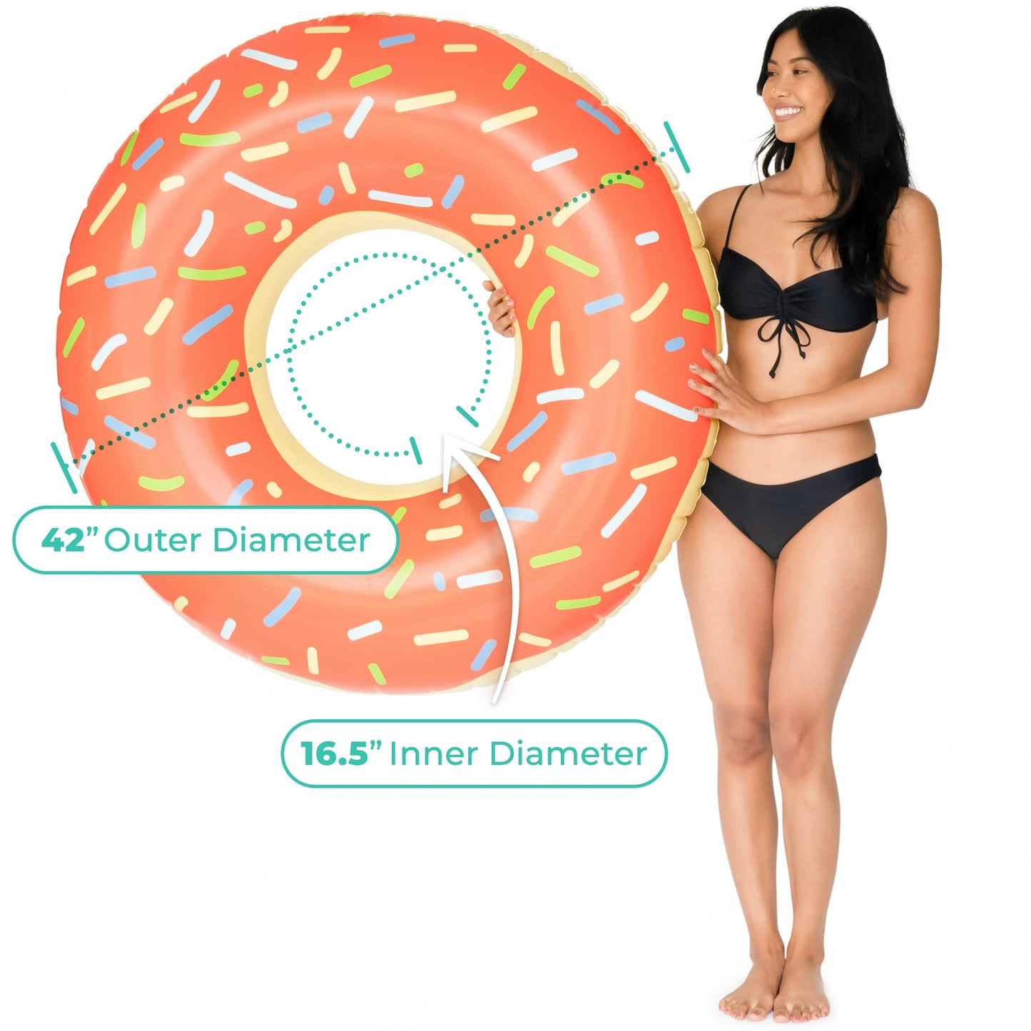 Greenco Giant Inflatable Donut with Sprinkles Float, Large Inflatable Donut Pool Float for Kids & Adults, Summer Fun for Pool, Lake, Beach, Party, Lounge