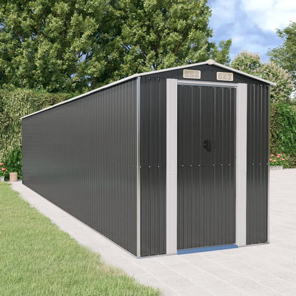 GOLINPEILO Outdoor Garden Shed with Sliding Doors and Vents Galvanized Steel Outdoor Tool Shed Pool Supplies Organizer Outside Shed for Yard Backyard Lawn Mower, Anthracite 75.6"x369.3"x87.8" 75.6"x369.3"x87.8"