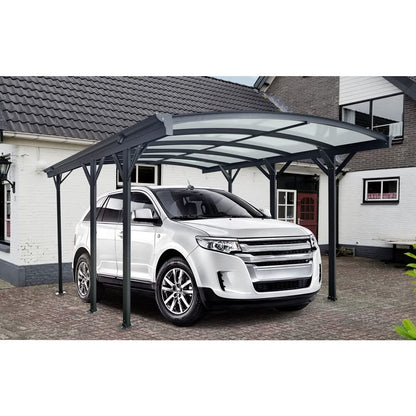 Hanover 19-Ft. x 10-Ft. Aluminum Arch-Roof Carport with Polycarbonate Roof Panels, HANCARPRT19X10-GRY Gray 19.3' x 10' Aluminum Carport